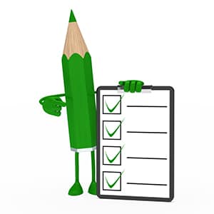 big green pencil figure shows on checklist